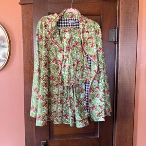 SweetHoney Green and Red Floral Pajama Set